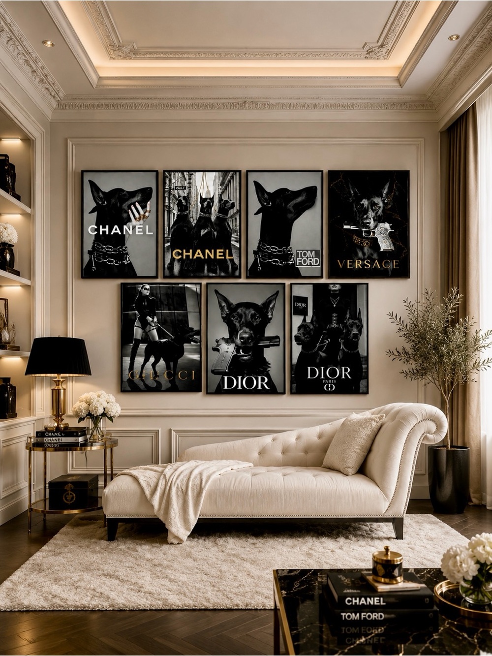 Pick 5 | Designer Dobermans Fashion B&W Wall Art Prints | Luxury Dog Decor Gift